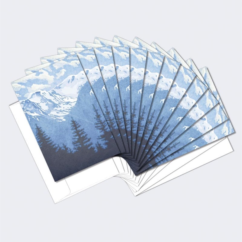 Tree-Free Greetings - All Occasion Cards - Artful Designs - 12 Greeting Cards + White Envelopes - Made in USA - 100% Recycled Paper - 4 x 6 - Rocky Mountain (FS56067) - Image 1